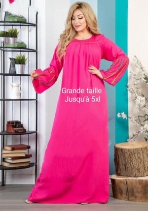 obe coton rose - robe coton shemsy rose - robe coton shemsy boutique malabiss dorient